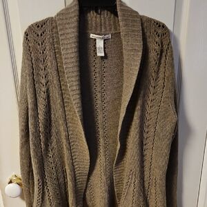 Marina Luna Taupe Open Front Cardigan